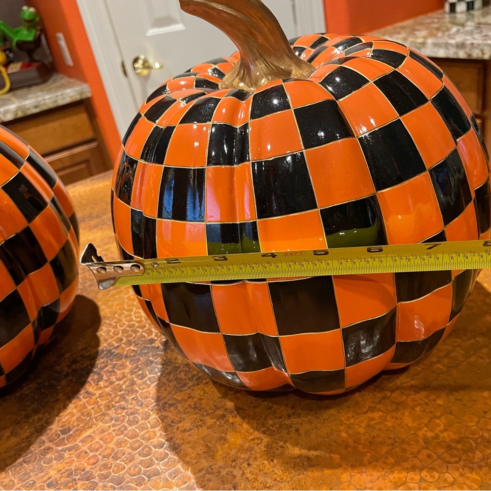 Checkered Orange and Black Pumpkin Decor - Picture 10 of 12